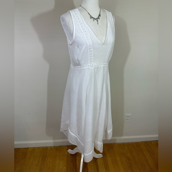 Kings Road.  sz lg dress midi length all white hankie style hem - Picture 5 of 15